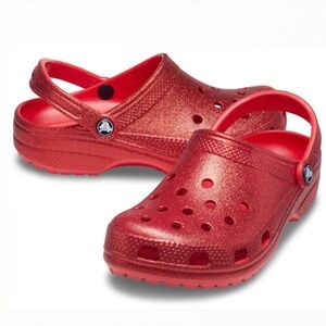 New Red Glitter Classic Crocs Unisex Sizing Women’s Size 9 / Men’s Size 7
